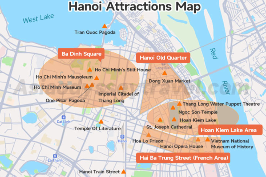 Navigating Hanoi with the atractions map for tourists