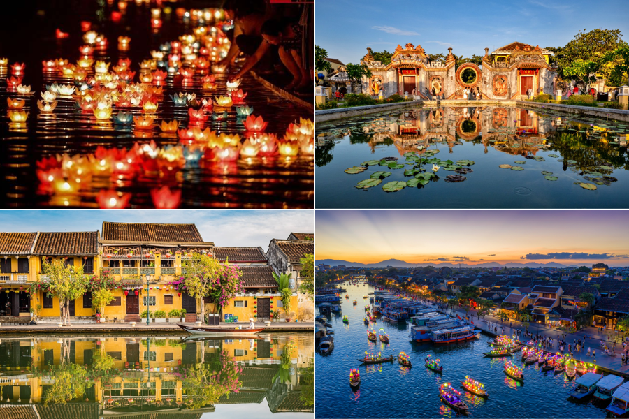 Collage of best photography spots in Hoi An during Lantern Festival
