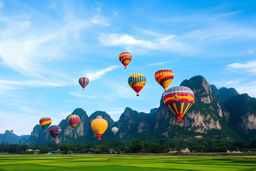 Hot air balloon rides are the must-try activity in Vang Vieng