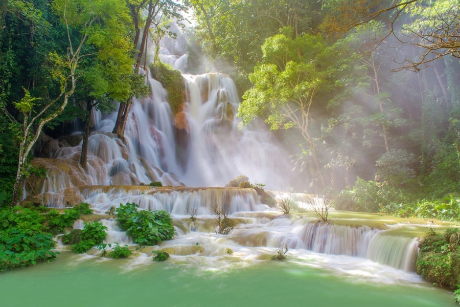 The beautiful Kuang Si Waterfall in Luang Prabang