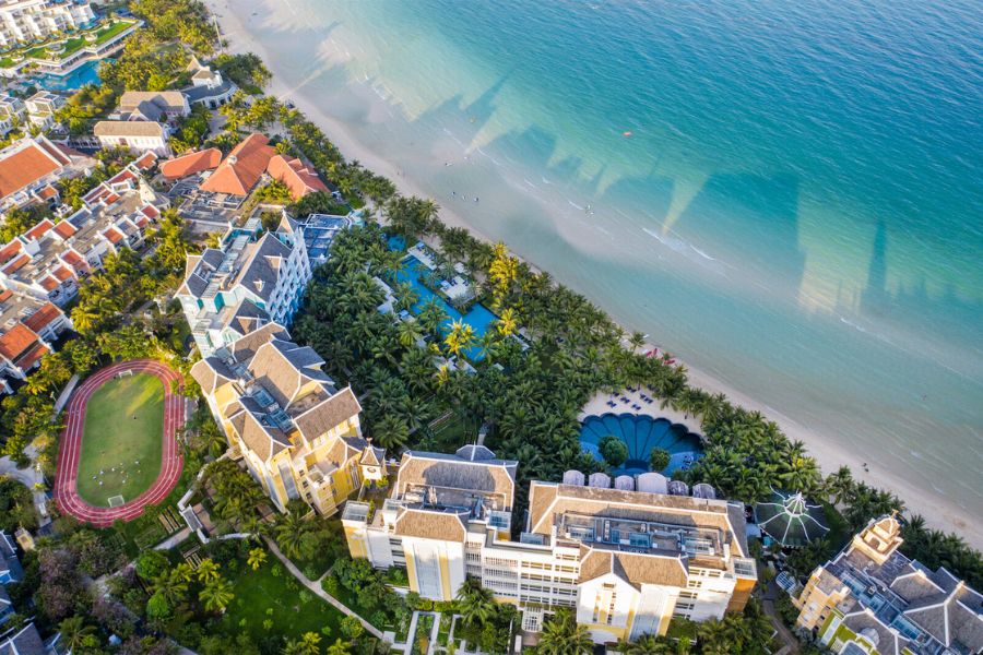 JW Marriott Phu Quoc Emerald Bay resort with colourful architecture beside Khem Beach