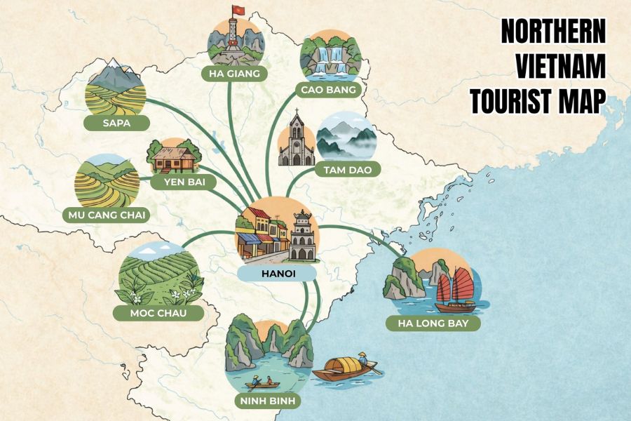 Northern Vietnam Tourist Map